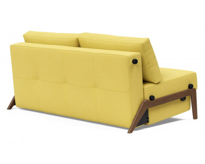 Innovation Living Cubed Queen Size Sofa Bed with Dark Wood Legs - 554 Soft Mustard Flower