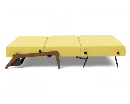 Innovation Living Cubed Queen Size Sofa Bed with Dark Wood Legs - 554 Soft Mustard Flower