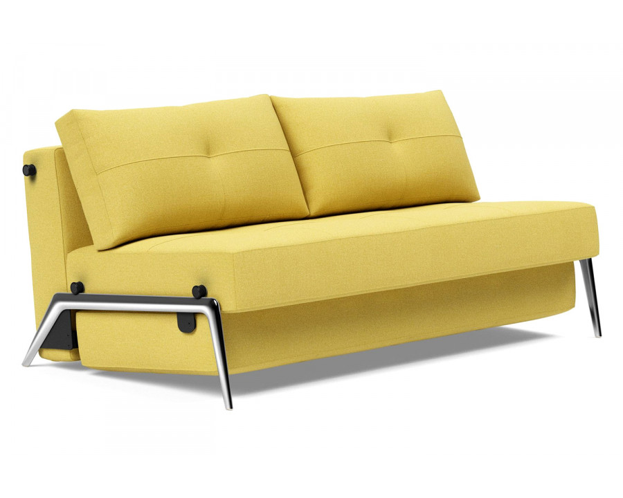 Innovation Living Cubed Queen Size Sofa Bed with Alu Legs - 554 Soft Mustard Flower