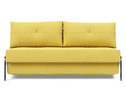 Innovation Living Cubed Queen Size Sofa Bed with Alu Legs - 554 Soft Mustard Flower