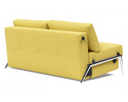 Innovation Living Cubed Queen Size Sofa Bed with Alu Legs - 554 Soft Mustard Flower