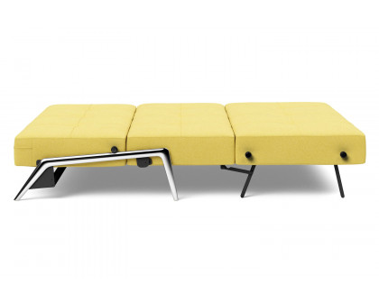 Innovation Living Cubed Queen Size Sofa Bed with Alu Legs - 554 Soft Mustard Flower