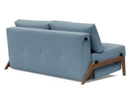 Innovation Living Cubed Queen Size Sofa Bed with Dark Wood Legs - 558 Soft Indigo