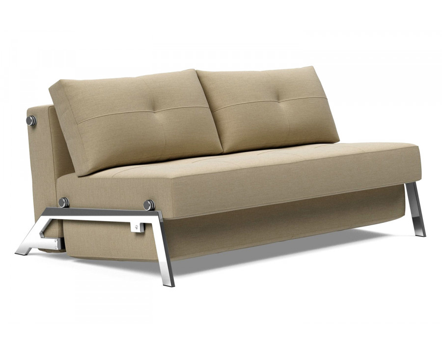 Innovation Living Cubed Queen Size Sofa Bed with Chrome Legs - 571 Vivus Dusty Sand