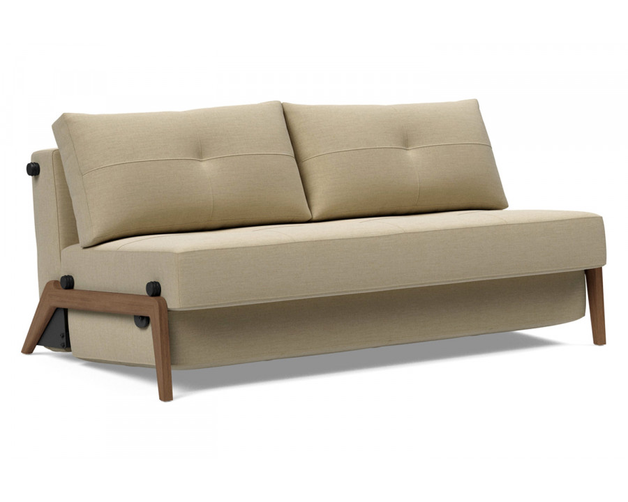 Innovation Living Cubed Queen Size Sofa Bed with Dark Wood Legs - 571 Vivus Dusty Sand