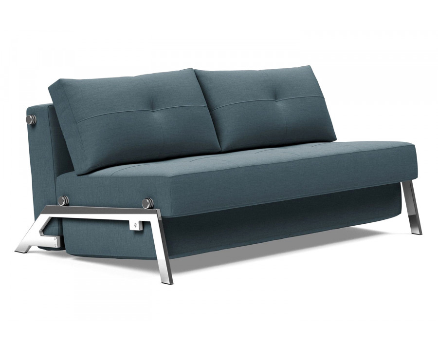 Innovation Living Cubed Queen Size Sofa Bed with Chrome Legs - 573 Vivus Dusty Blue