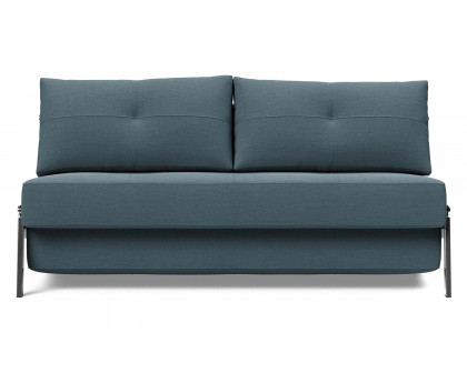 Innovation Living Cubed Queen Size Sofa Bed with Chrome Legs - 573 Vivus Dusty Blue