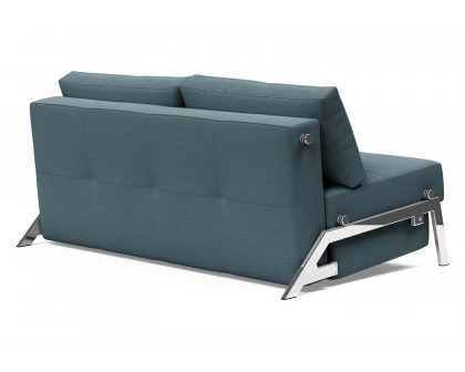 Innovation Living Cubed Queen Size Sofa Bed with Chrome Legs - 573 Vivus Dusty Blue