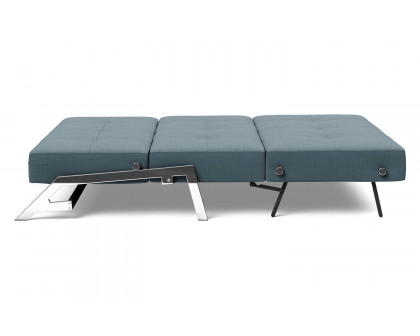 Innovation Living Cubed Queen Size Sofa Bed with Chrome Legs - 573 Vivus Dusty Blue