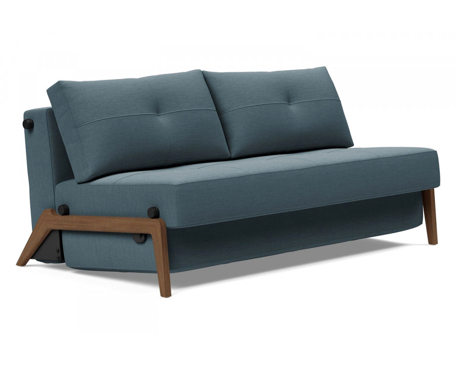 Innovation Living Cubed Queen Size Sofa Bed with Dark Wood Legs - 573 Vivus Dusty Blue