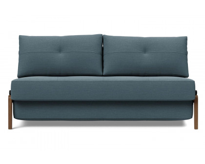 Innovation Living Cubed Queen Size Sofa Bed with Dark Wood Legs - 573 Vivus Dusty Blue