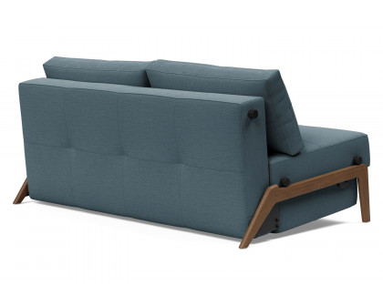 Innovation Living Cubed Queen Size Sofa Bed with Dark Wood Legs - 573 Vivus Dusty Blue