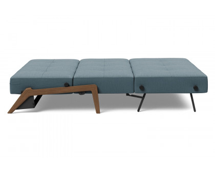 Innovation Living Cubed Queen Size Sofa Bed with Dark Wood Legs - 573 Vivus Dusty Blue