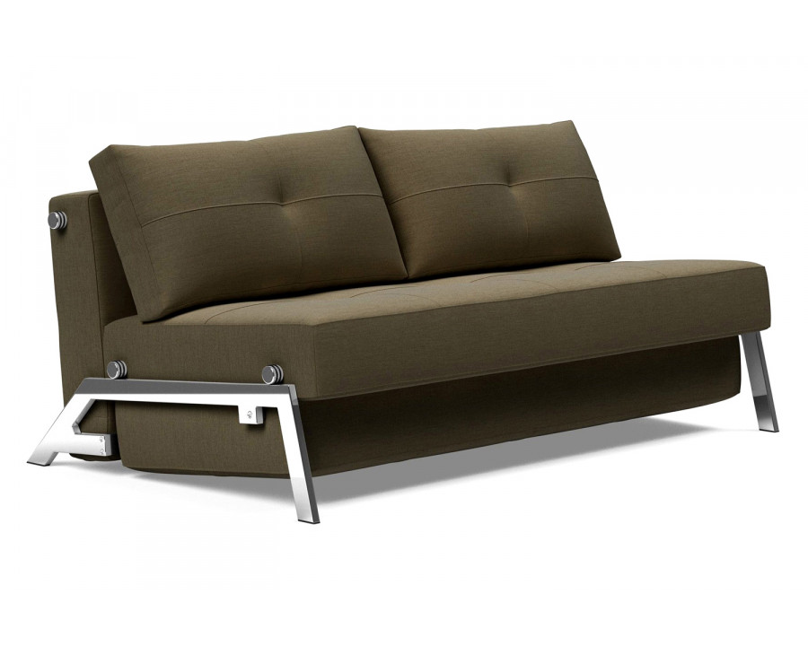 Innovation Living Cubed Queen Size Sofa Bed with Chrome Legs - 575 Vivus Dusty Olive