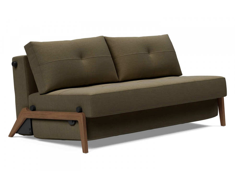 Innovation Living Cubed Queen Size Sofa Bed with Dark Wood Legs - 575 Vivus Dusty Olive