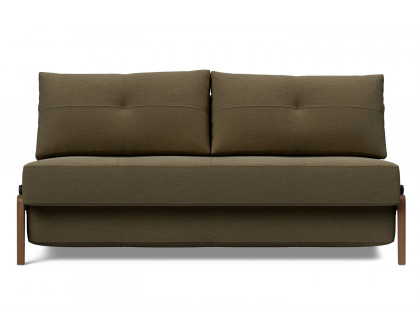 Innovation Living Cubed Queen Size Sofa Bed with Dark Wood Legs - 575 Vivus Dusty Olive