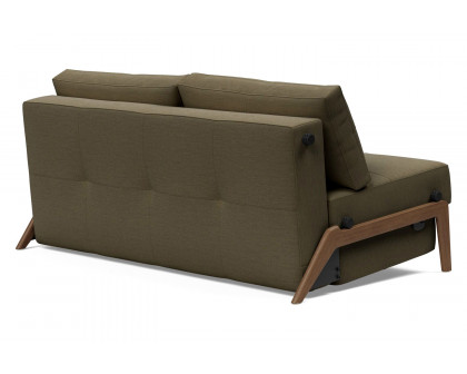 Innovation Living Cubed Queen Size Sofa Bed with Dark Wood Legs - 575 Vivus Dusty Olive