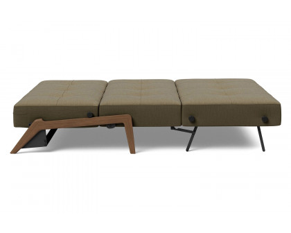 Innovation Living Cubed Queen Size Sofa Bed with Dark Wood Legs - 575 Vivus Dusty Olive