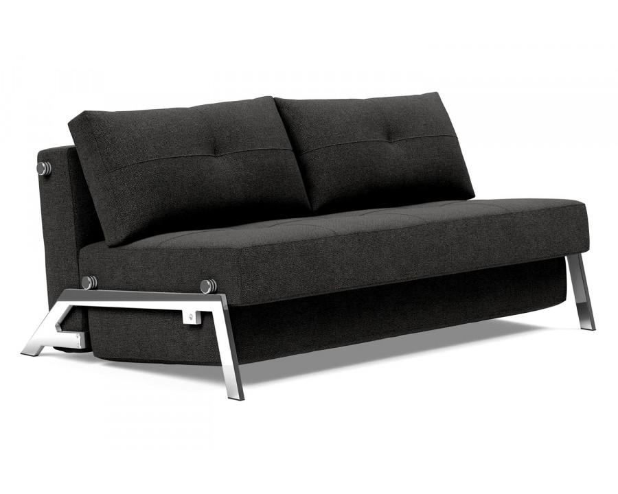 Innovation Living Cubed Queen Size Sofa Bed with Chrome Legs - 577 Kenya Dark Gray