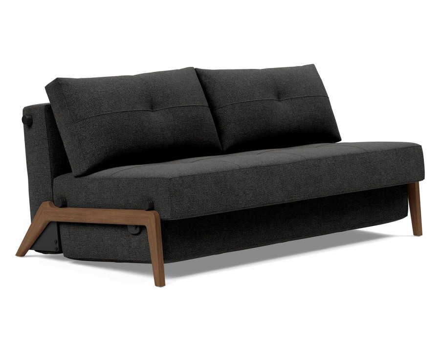 Innovation Living Cubed Queen Size Sofa Bed with Dark Wood Legs - 577 Kenya Dark Gray