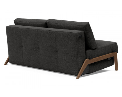 Innovation Living Cubed Queen Size Sofa Bed with Dark Wood Legs - 577 Kenya Dark Gray