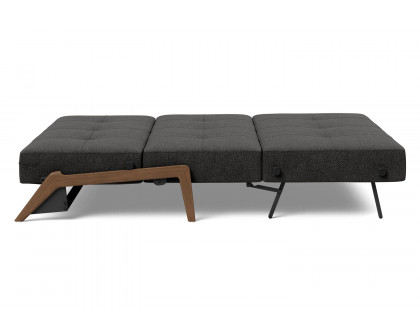 Innovation Living Cubed Queen Size Sofa Bed with Dark Wood Legs - 577 Kenya Dark Gray