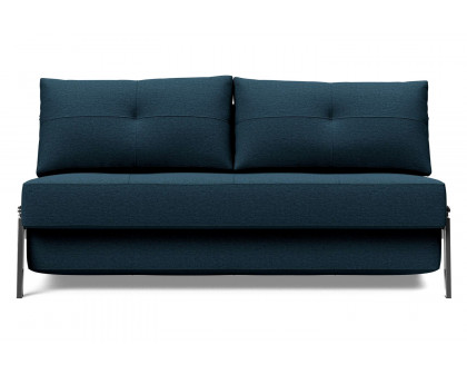 Innovation Living Cubed Queen Size Sofa Bed with Chrome Legs - 580 Argus Navy Blue