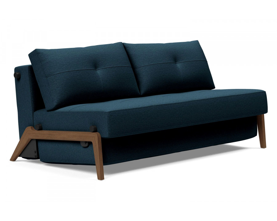 Innovation Living Cubed Queen Size Sofa Bed with Dark Wood Legs - 580 Argus Navy Blue