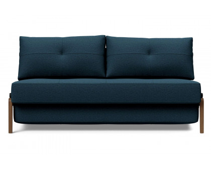 Innovation Living Cubed Queen Size Sofa Bed with Dark Wood Legs - 580 Argus Navy Blue