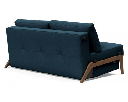 Innovation Living Cubed Queen Size Sofa Bed with Dark Wood Legs - 580 Argus Navy Blue