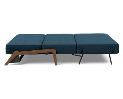 Innovation Living Cubed Queen Size Sofa Bed with Dark Wood Legs - 580 Argus Navy Blue