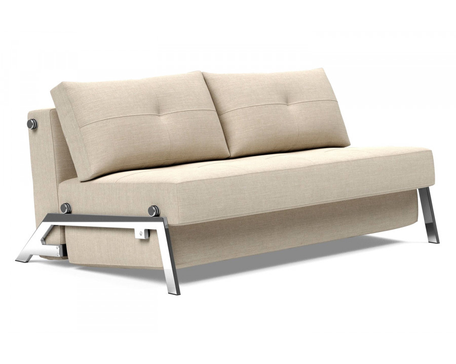 Innovation Living Cubed Queen Size Sofa Bed with Chrome Legs - 586 Phobos Latte