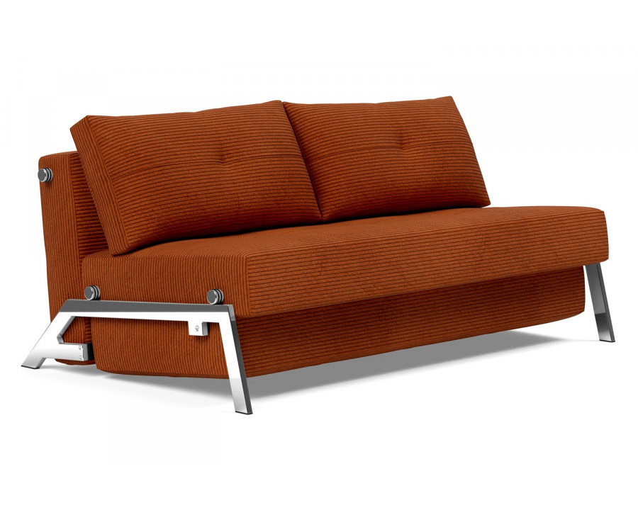 Innovation Living Cubed Queen Size Sofa Bed with Chrome Legs - 595 Corduroy Burnt Orange