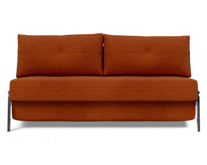 Innovation Living Cubed Queen Size Sofa Bed with Chrome Legs - 595 Corduroy Burnt Orange