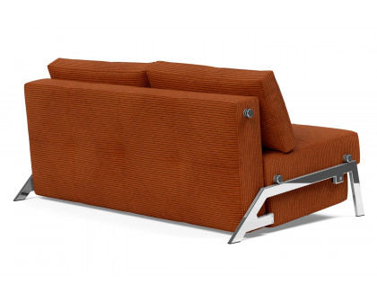 Innovation Living Cubed Queen Size Sofa Bed with Chrome Legs - 595 Corduroy Burnt Orange