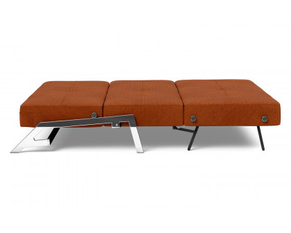 Innovation Living Cubed Queen Size Sofa Bed with Chrome Legs - 595 Corduroy Burnt Orange