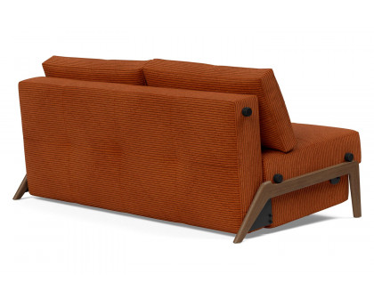 Innovation Living Cubed Queen Size Sofa Bed with Dark Wood Legs - 595 Corduroy Burnt Orange