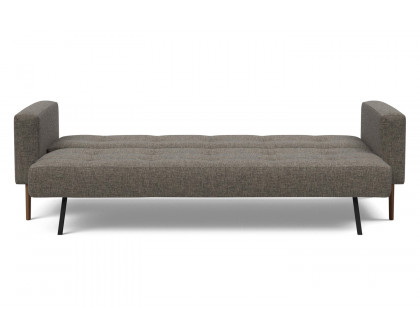 Innovation Living Cassius Quilt Dark Wood Sofa Bed - 216 Flashtex Dark Gray