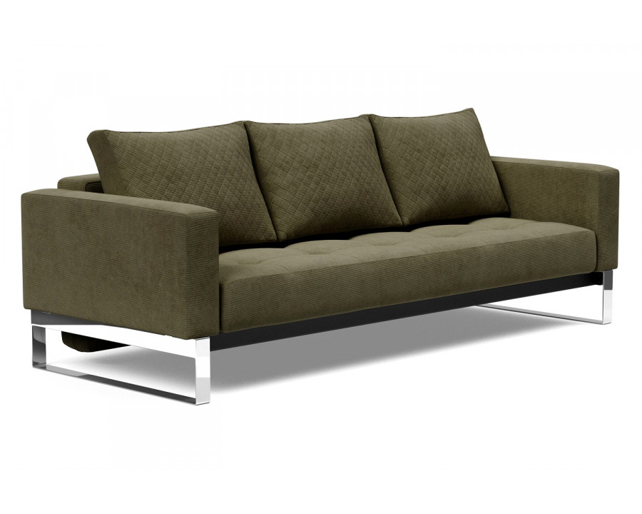 Innovation Living Cassius Quilt Chrome Sofa Bed - 316 Cordufine Pine Green