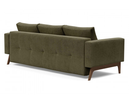 Innovation Living Cassius Quilt Dark Wood Sofa Bed - 316 Cordufine Pine Green