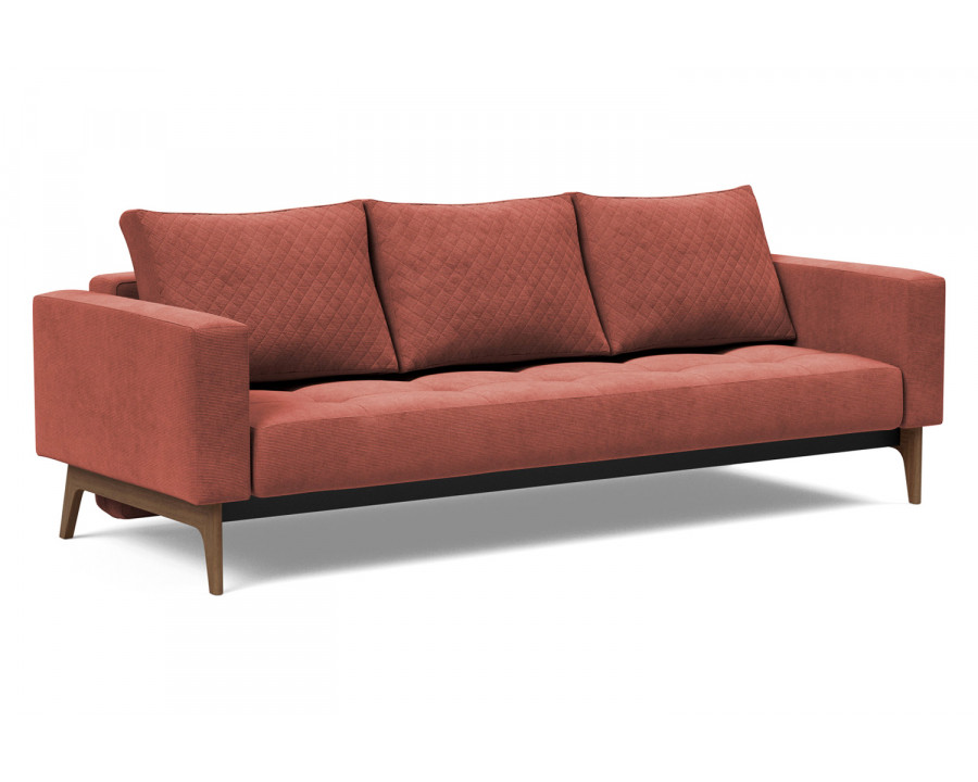 Innovation Living Cassius Quilt Dark Wood Sofa Bed - 317 Cordufine Rust