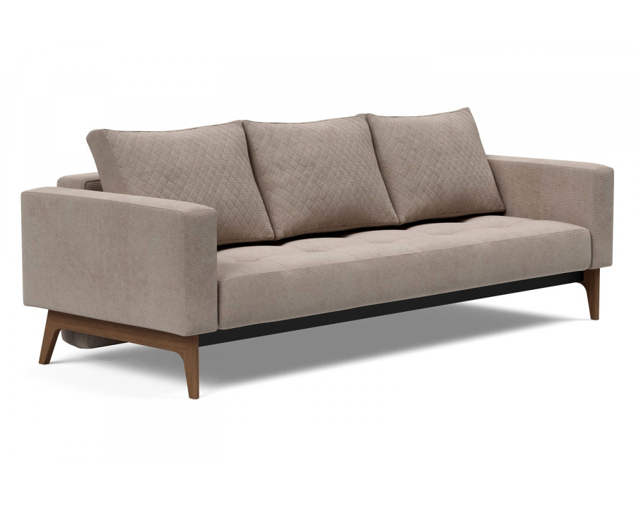 Innovation Living Cassius Quilt Dark Wood Sofa Bed - 318 Cordufine Beige