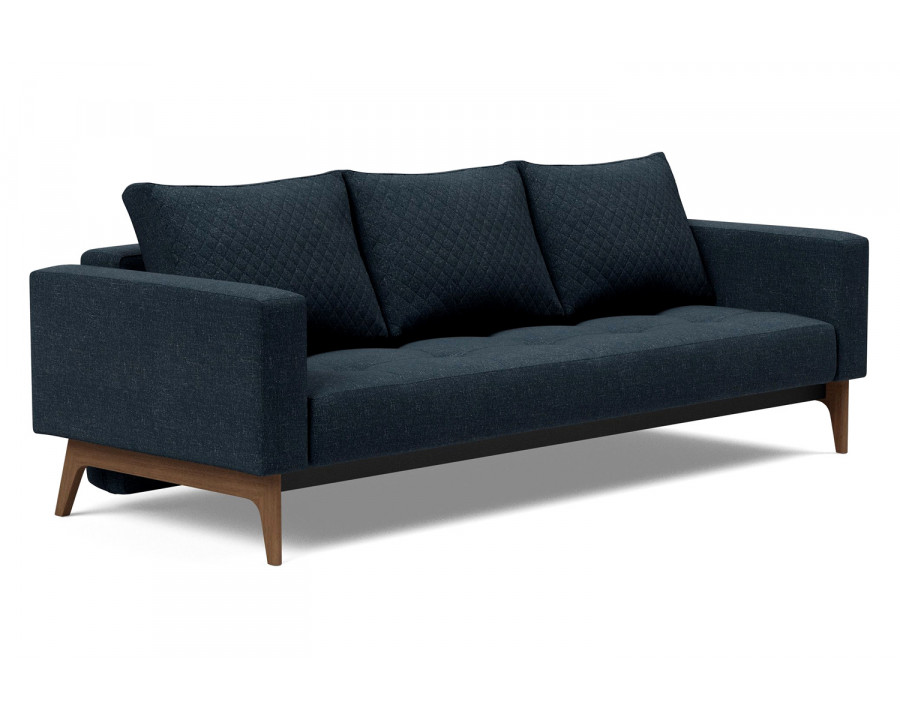 Innovation Living Cassius Quilt Dark Wood Sofa Bed - 515 Nist Blue