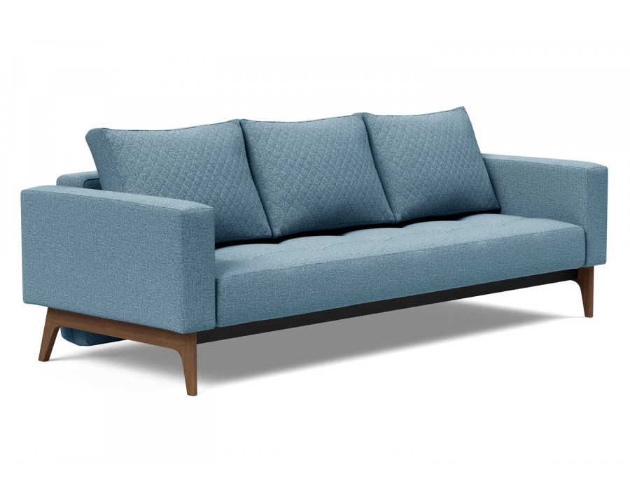 Innovation Living Cassius Quilt Dark Wood Sofa Bed - 525 Mixed Dance Light Blue