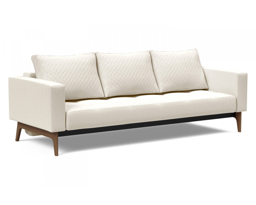 Innovation Living Cassius Quilt Dark Wood Sofa Bed - 531 Bouclé Off White