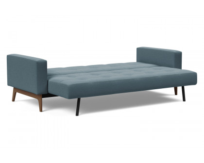 Innovation Living Cassius Quilt Dark Wood Sofa Bed - 573 Vivus Dusty Blue