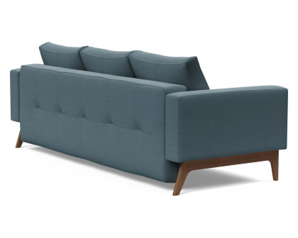 Innovation Living Cassius Quilt Dark Wood Sofa Bed - 573 Vivus Dusty Blue