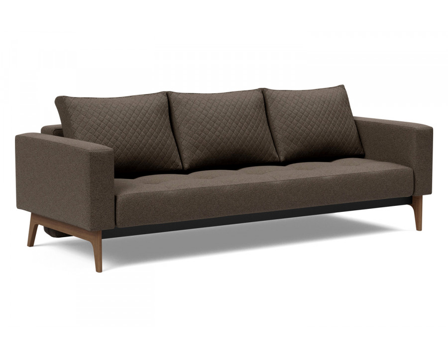 Innovation Living Cassius Quilt Dark Wood Sofa Bed - 578 Kenya Taupe