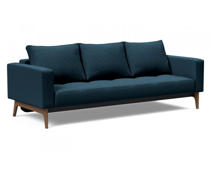 Innovation Living Cassius Quilt Dark Wood Sofa Bed - 580 Argus Navy Blue