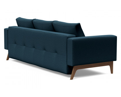 Innovation Living Cassius Quilt Dark Wood Sofa Bed - 580 Argus Navy Blue